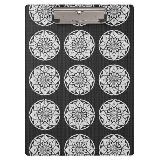 Star Mandala strickt schwarz & weiß Klemmbrett (Vorderseite)