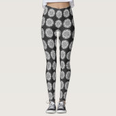 Star Mandala strickt schwarz & weiß Leggings (Vorderseite)