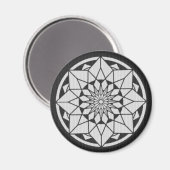 Star Mandala strickt schwarz & weiß Magnet (Vorderseite/Rückseite)
