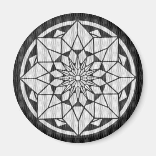 Star Mandala strickt schwarz & weiß Magnet (Vorne)