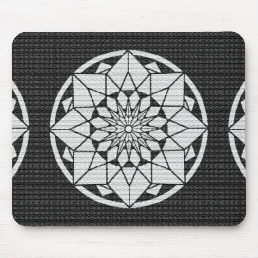 Star Mandala strickt schwarz & weiß Mousepad (Vorne)