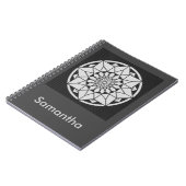 Star Mandala strickt schwarz & weiß Notizblock (Linke Seite)