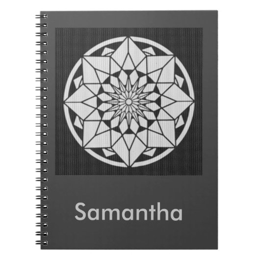 Star Mandala strickt schwarz & weiß Notizblock (Vorderseite)