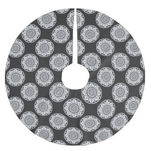 Star Mandala strickt schwarz & weiß Polyester Weihnachtsbaumdecke