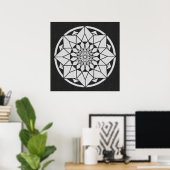 Star Mandala strickt schwarz & weiß Poster (Heimbüro)