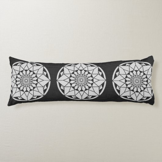 Star Mandala strickt schwarz & weiß Seitenschläferkissen (Vorderseite)