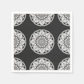 Star Mandala strickt schwarz & weiß Serviette (Vorderseite)