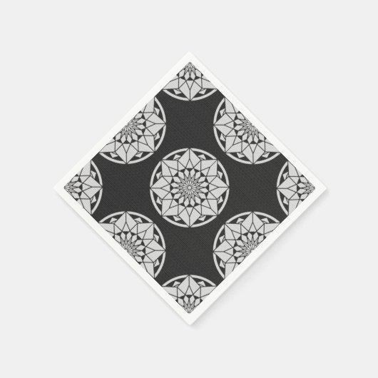 Star Mandala strickt schwarz & weiß Serviette (Ecke)