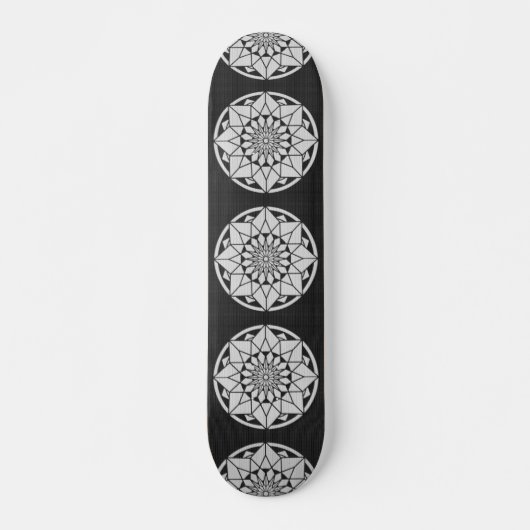 Star Mandala strickt schwarz & weiß Skateboard (Vorne)