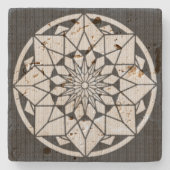 Star Mandala strickt schwarz & weiß Steinuntersetzer (Vorderseite)