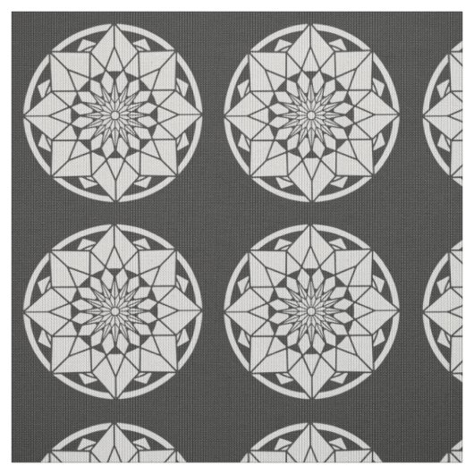 Star Mandala strickt schwarz & weiß Stoff (Muster)