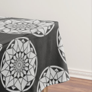 Star Mandala strickt schwarz & weiß Tischdecke