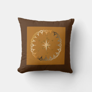 Star mit Circle Brown Rust Throw Kissen