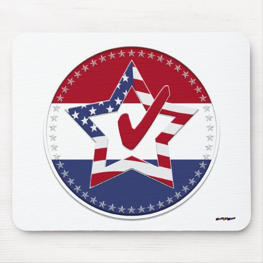 Star mit US-Flagge, Roter Karo & 50 Sterne - rund Mousepad (Vorne)