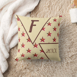 Star Monogram Initial Red Tan Keepake Wohngestaltu Kissen