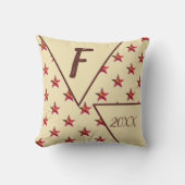 Star Monogram Initial Red Tan Keepake Wohngestaltu Kissen (Vorderseite)