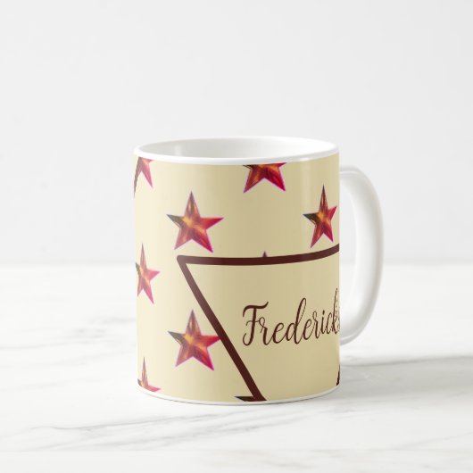 Star Monogram Red Tan Keepake Family Initial Kaffeetasse (VorderseiteRechts)