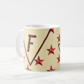 Star Monogram Red Tan Keepake Family Initial Kaffeetasse (Vorderseite Links)
