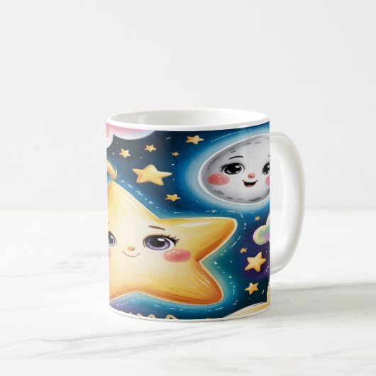 Star Mug Design – Minimalist Celestial Cup Art Kaffeetasse (VorderseiteRechts)