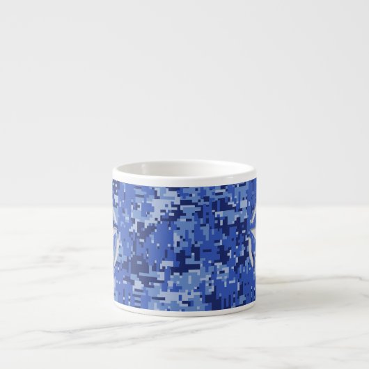 Star Navy Blue Digital Camouflage Espressotasse (Vorderseite)