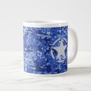 Star Navy Blue Digital Camouflage Jumbo-Tasse
