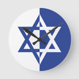 Star of David Bar Mitzvah blue, white Runde Wanduhr