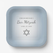 Star of David Simple Blue Modern Bat Mitzvah Pappteller (Vorderseite)