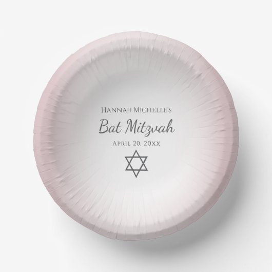 Star of David Simple Pretty Blush Pink Bat Mitzvah Pappteller (Vorderseite)