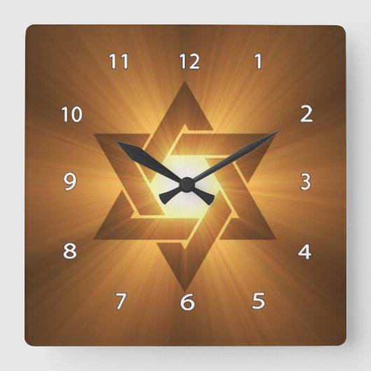 Star of David Wall Clock Quadratische Wanduhr (Vorderseite)