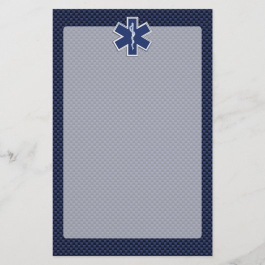 Star of Life Paramedic EMS auf blauem Kohlenstofff Briefpapier (Vorderseite)