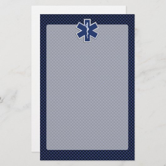 Star of Life Paramedic EMS auf blauem Kohlenstofff Briefpapier (Vorne/Hinten)
