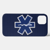 Star of Life Paramedic EMS auf blauem Kohlenstofff Case-Mate iPhone Hülle (Rückseite (Horizontal))