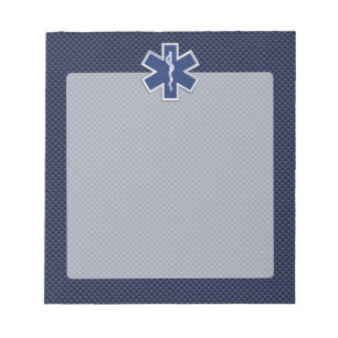 Star of Life Paramedic EMS auf blauem Kohlenstofff Notizblock