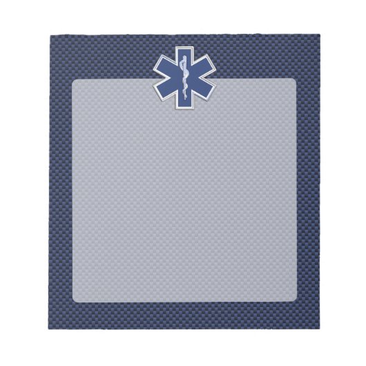 Star of Life Paramedic EMS auf blauem Kohlenstofff Notizblock (Vorderseite)