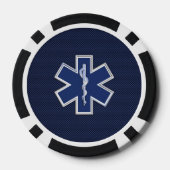 Star of Life Paramedic EMS auf blauem Kohlenstofff Pokerchips (Rückseite)