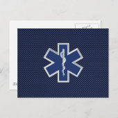 Star of Life Paramedic EMS auf blauem Kohlenstofff Postkarte (Vorne/Hinten)