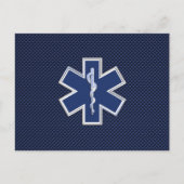 Star of Life Paramedic EMS auf blauem Kohlenstofff Postkarte (Vorderseite)