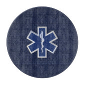 Star of Life Paramedic EMS auf blauem Kohlenstofff Schneidebrett (Vorderseite)