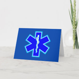 Star of Life Paramedic Symbol EMS Blue Karte