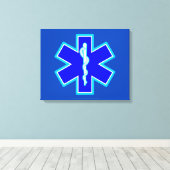 Star of Life Paramedic Symbol EMS Blue Leinwanddruck (Insitu (Holzboden))