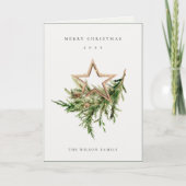 Star Ornament Pine Branch Fauna Frohe Weihnachten (Vorderseite)