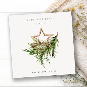 Star Ornament Pine Branch Fauna Frohe Weihnachten
