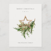 Star Ornament Pine Branch Fauna Frohe Weihnachten (Vorderseite)