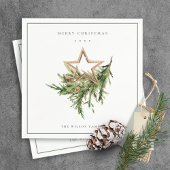 Star Ornament Pine Branch Fauna Frohe Weihnachten Serviette
