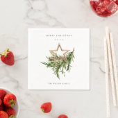 Star Ornament Pine Branch Fauna Frohe Weihnachten Serviette (Beispiel)