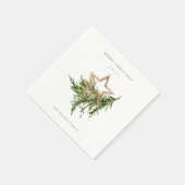 Star Ornament Pine Branch Fauna Frohe Weihnachten Serviette (Ecke)