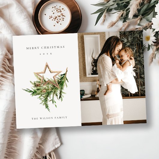 Star Ornament Pine Fauna Foto Frohe Weihnachten