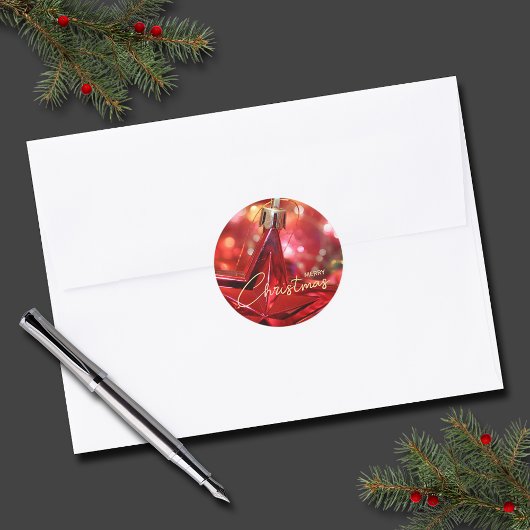 Star Ornament Weihnachten Klein Runder Aufkleber