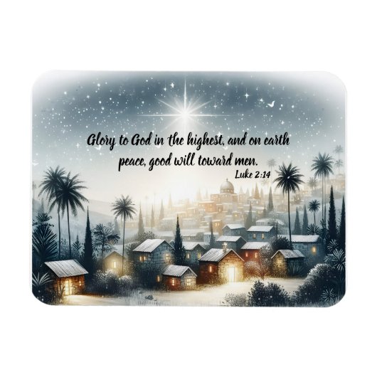 Star Over Stillness Weihnachten Magnet (Horizontal)