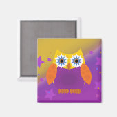 Star Owl - Gelborange Lila Magnet (Vorderseite/Rückseite)